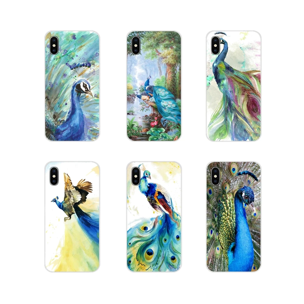 Аксессуары для телефона Чехлы акварель Павлин Apple iPhone X XR XS 11Pro MAX 4S 5S 5C SE 6S 7 8 Plus ipod 5 6