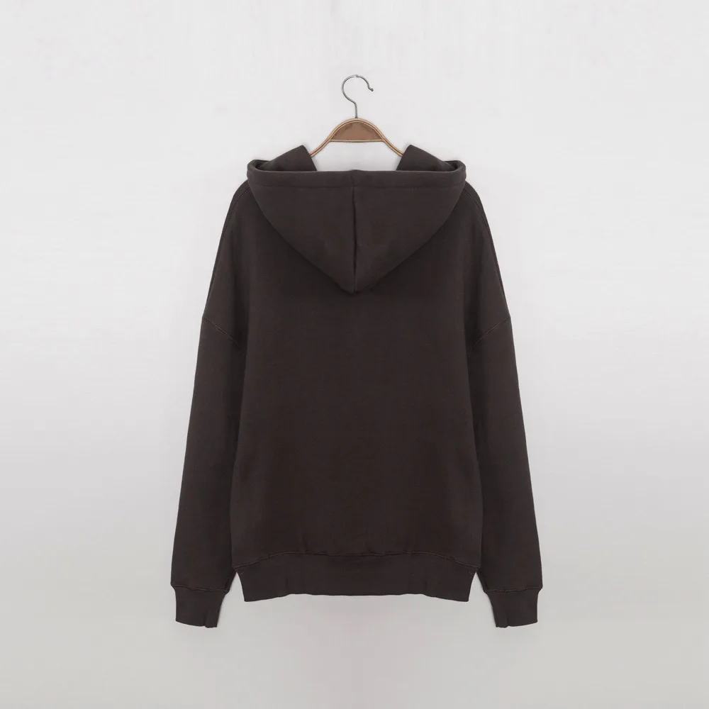 

Women Hoodie Drawstring Jumper Pure Cotton Plus Velvet Casual Autumn Embroidery Logo Letter Loose Pocket Hooded Sweatshirt