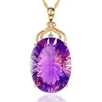 new luxury amethyst pendant full diamonds micro inlaid 18k gold plated crystal necklace for women jewelry accessories wholesale