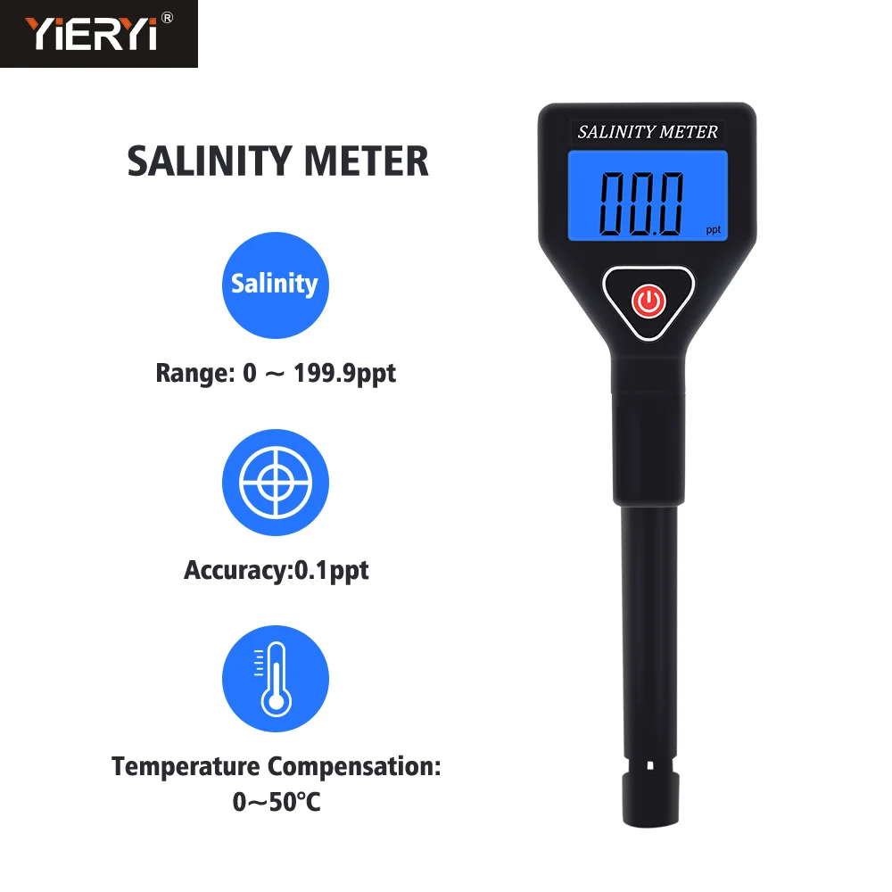 Portable Salinity Meter Seawater Food Salty Tester Digital Halometer Salt Gauge Brine Concentration for Aquarium Swimming Pool