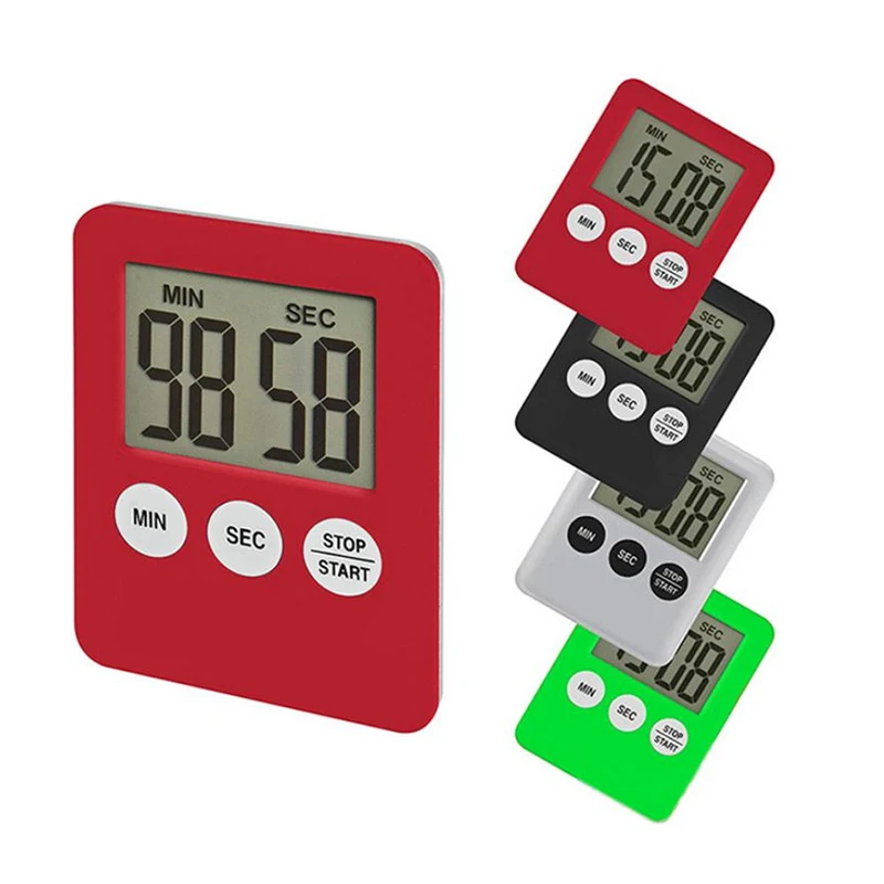 

1pc Super Thin LCD Digital Screen Kitchen Timer Square Cooking Count Up Countdown Alarm Magnet Clock Temporizador