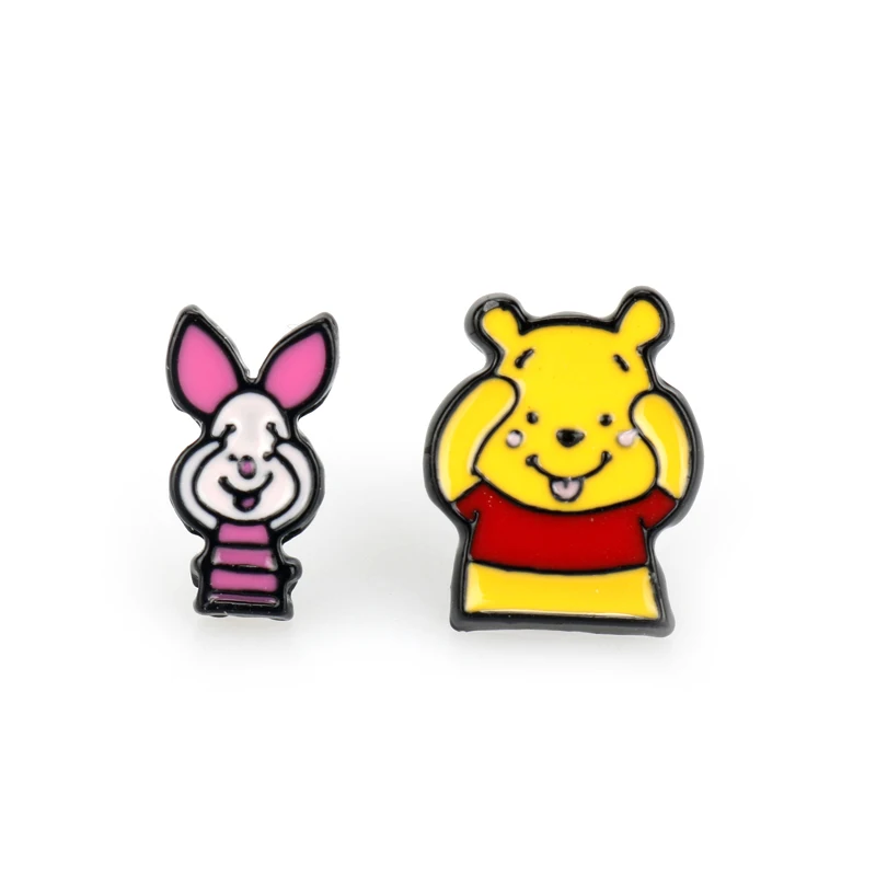yellow pink Anime One Piece Luffy Tom and Jerry Alice in Wonderland Stud Earrings The Nightmare Before Christmas Jack Sally Cute Earrings - Окраска металла: yellow pink