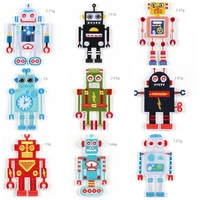 2019 new cartoon children clock robot patches badges stripe star iron on patches accessories for clothing embroidered patches