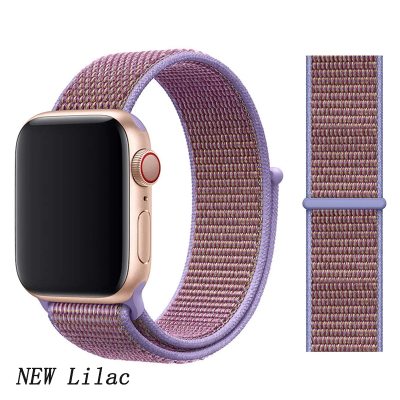 NEW Lilac Ремешок для apple watch 5 4 band correa apple watch 42 мм 44 мм 38 мм 40 мм iwatch series 5 4 3 2 1 нейлоновый браслет pulseira - Цвет ремешка: NEW Lilac
