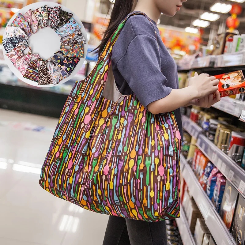 

Складные многоразовые мешки для продуктов, моющиеся водонепроницаемые нейлоновые сумки, тяжелые продукты, складная сумка-тоут, экологичес...