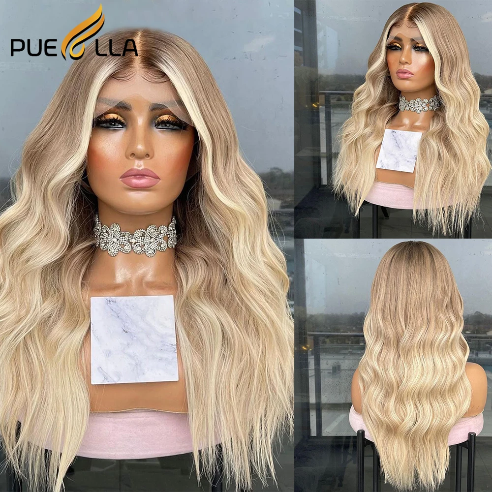 

13x4 Ombre Blonde Lace Front Human Hair Wigs Brown Highlight Wig For Women 180 Density Brazilian Transparent Lace Closure Wig