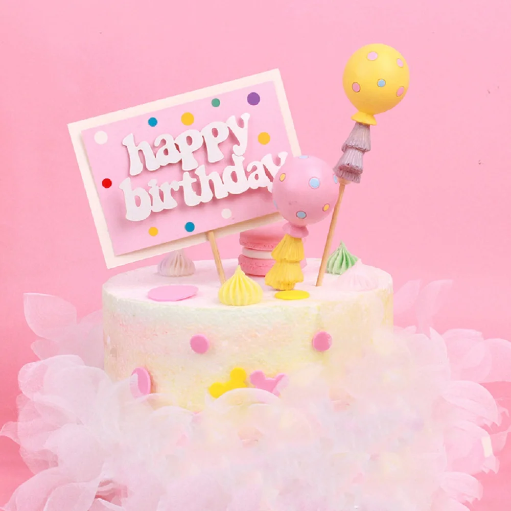 

Children's Day Happy Birthday Party Paper Topper Cake Topper Decorations Baby Shower Pink Blue Dessert Dress Up Baking Supplies