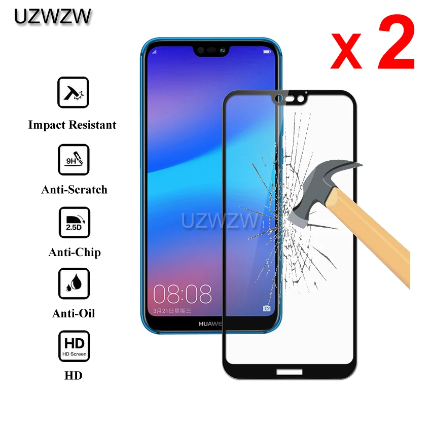 2 шт закаленное стекло для huawei P20 lite Полное покрытие Защитная пленка для экрана закаленное стекло для huawei P20 Lite