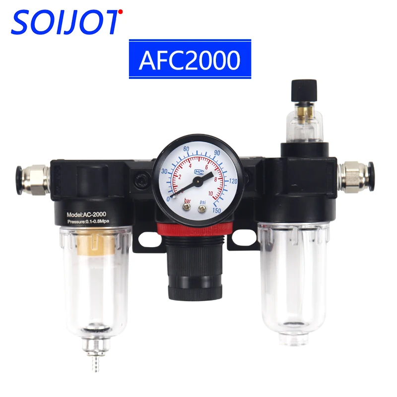 AC2000-02 1/4&quotPressure Regulator Gauge Air Compressor Filter Oil Moisture Separator For Water Filters Dehumidifie | Обустройство