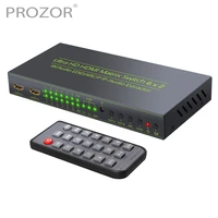 prozor 4k 6 in 2 out hdmi compatible matrix switch video switcher splitter support arc pip audio extractor with spdif 3 5mm out