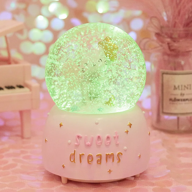 10*15 8 см Хрустальные снежные шары котенка стеклянная музыкальная шкатулка снежок