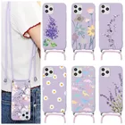 Модный милый чехол с цветочным ожерельем и шнурком для iPhone 12 11 13 Pro XS Max Mini XR X 5 5S SE 2020 7 8 6 6S Plus Couqe