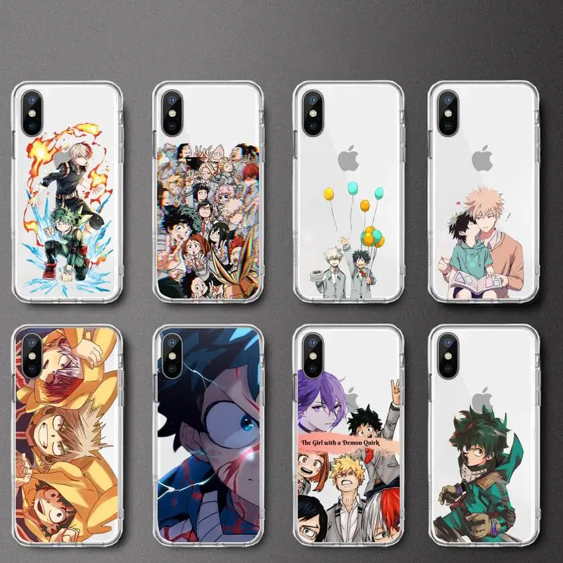 

Anime My hero academia Phone Case Transparent soft For iphone 12 11 13 7 8 6 s plus x xs xr pro max mini