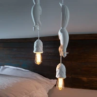 modern resin white squirrel pendant lamp childrens room bedroom led e27 lighting living room animal hanging lamp