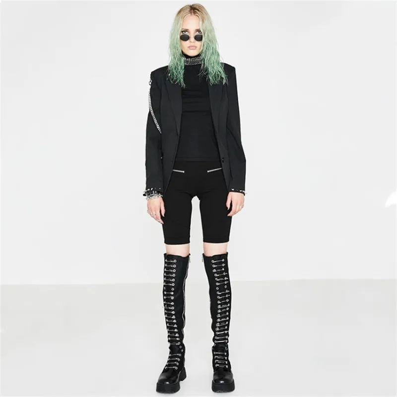 PXELENA Сапоги выше колена в байкерском стиле панк готика для костюмированной