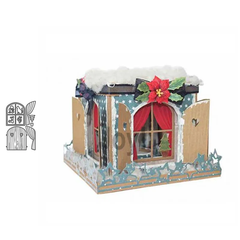 

JC New Design Metal Cutting Dies Wooden Door Curtain Scrapbooking DIY Punch Blade Card Make Stencil Craft Mold Mould Decoration