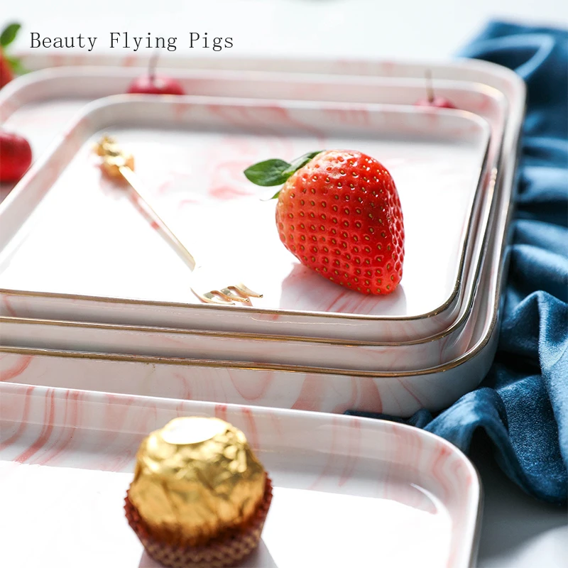 Минималистичная керамическая тарелка в стиле Ins плоская для суши квадратный