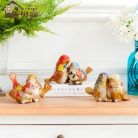 1 pair cute lover bird ceramic decoration crafts living room wall ornaments home decor accessories