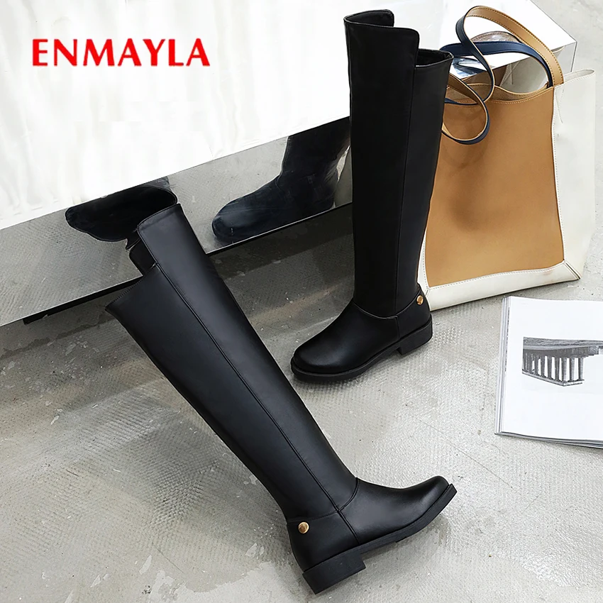 ENMAYLA/непромокаемые сапоги на молнии с круглым носком квадратном каблуке зимняя