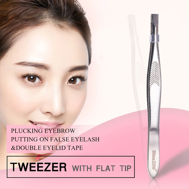 Прямой плоский Пинцет из нержавеющей стали для женщин удаления бровей накладные