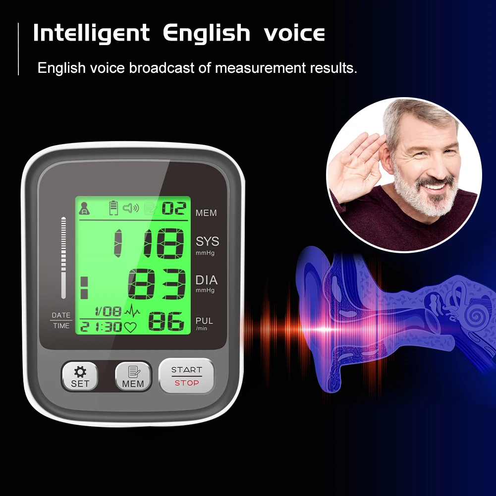 

Портативный тонометр на плечо, автоматический цифровой монитор артериального давления, медицинский цифровой ЖК-монитор, пульсометр