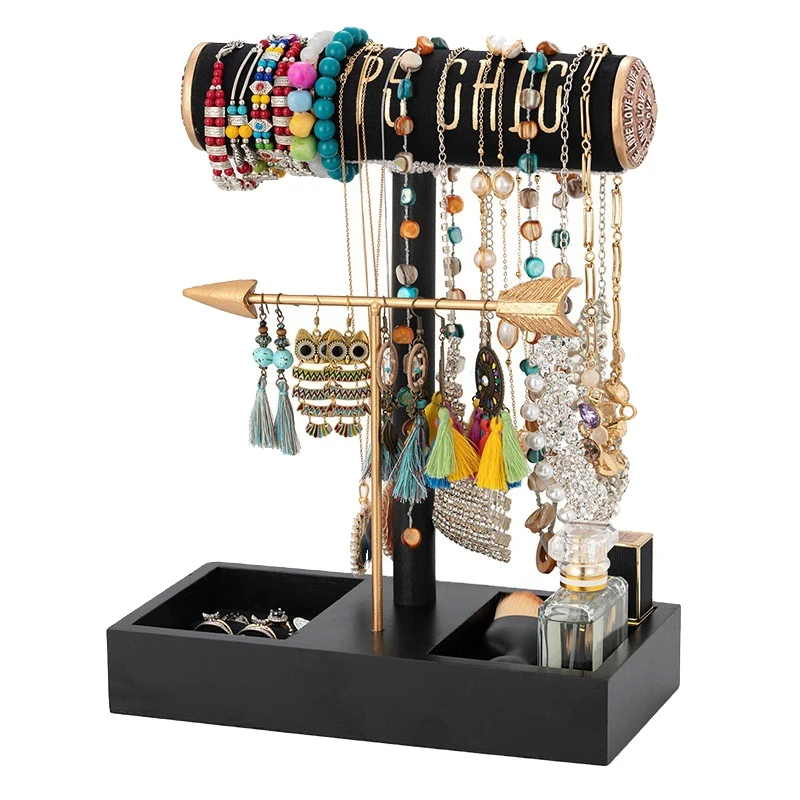 

Jewelry Box Solid Wood Earrings Bracelet Display Storage Rack Necklace Watch Display Props