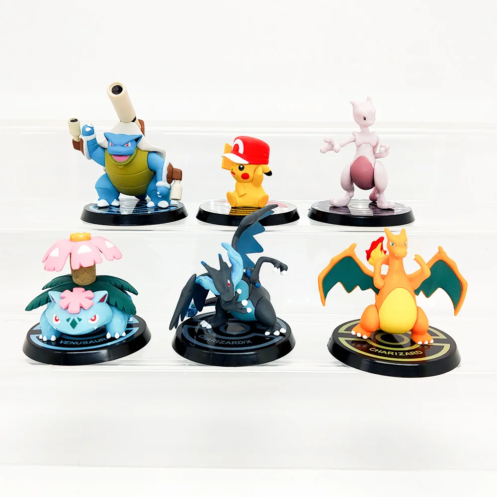 

Takara Tomy Pokemon Dolls 6pcs/set Action Figure 8cm Pikachu Mewtwo Venusaur Charmander Charizard X Blastoise Kids Gifts