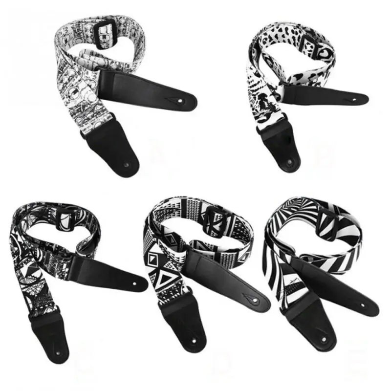 Регулируемый черный мягкий полиэстер с винтажным принтом и толстым ремешком для