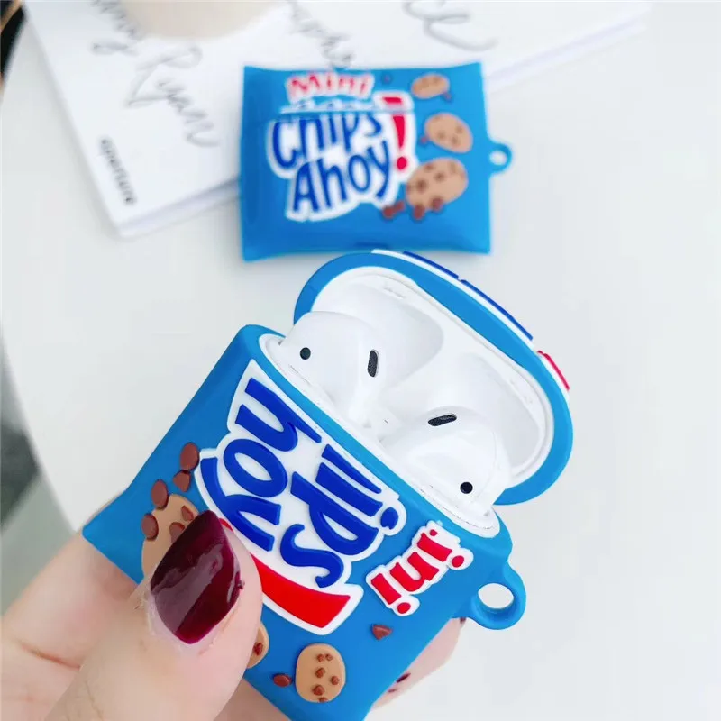 

For Airpods 1 2 Case Soft Silicone Biscuit Chips Thin Earphone Cover Cute Cartoon Cover For Airpods PRO Case Funda MNL