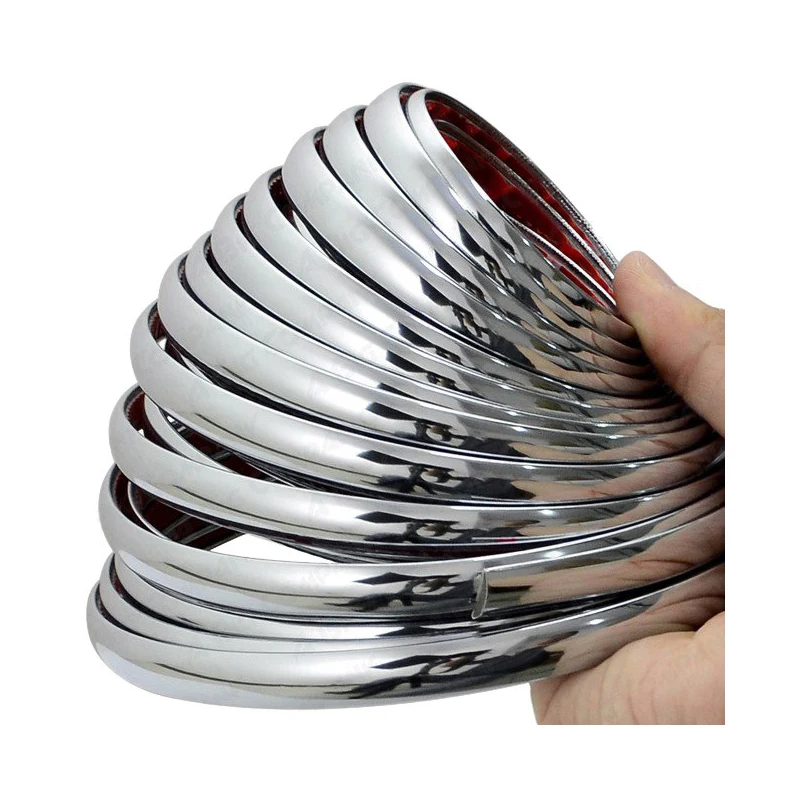 

free shipping 8MM 5M Chrome Car Molding Trim Strip Interior Exterior Bumper Grille Decor