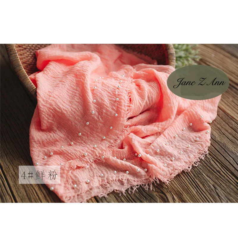 bright pink Jane Z Ann/реквизит для фотосессии новорожденных детей, декоративные обертки с жемчугом, тонкая хлопковая линия одежды, аксессуары для студийной съемки 95x185 см - Цвет: bright pink