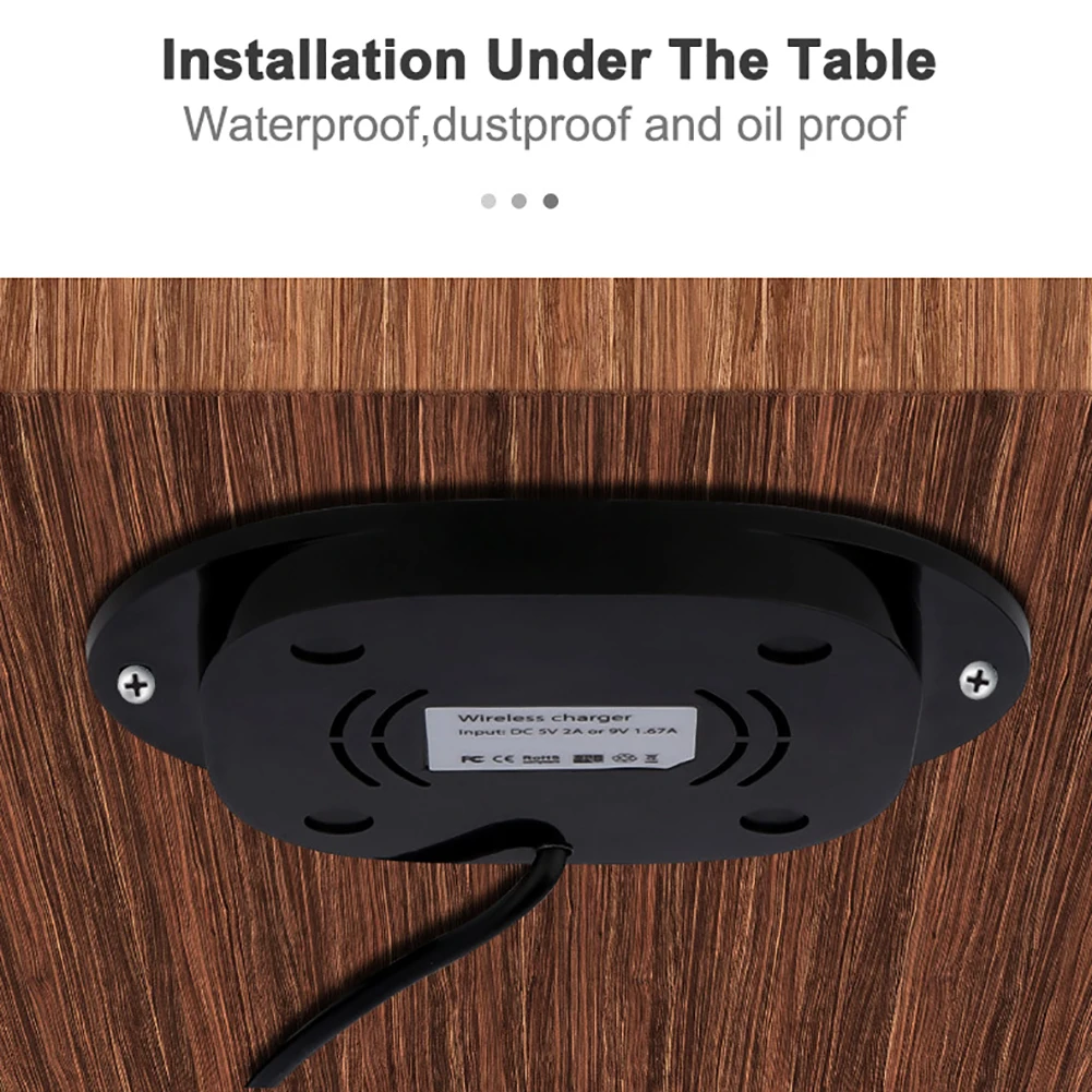 

Mobile Phone Wireless Charger Hidden Desktop Phone Charging Pad 25mm Compatible With iPhone Android All Enabled Phones