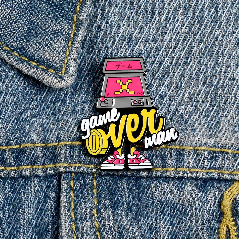 Мультяшный значок игровой автомат броши для женщин креативная эмалированная