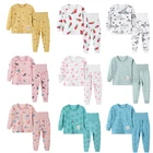 Детская Пижама, осенняя футболка с длинным рукавом + штаны, спортивный комплект, детские пижамы, пижамы для мальчиков и девочек, детские пижамы, одежда для сна 2-6 лет