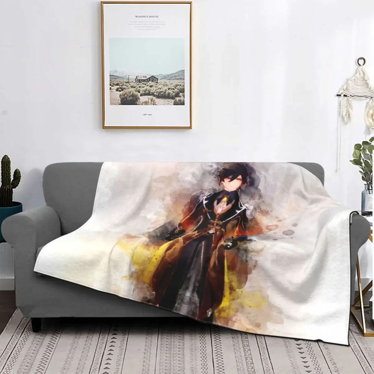 

Genshin Impact Blanket Fleece Textile Decor Anime Multi-function Super Soft Throw Blankets for Bed Travel Bedspreads