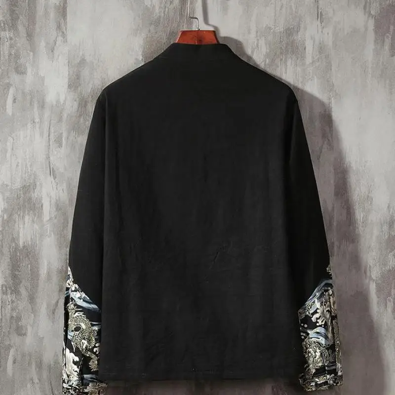 Костюм Тан в китайском ретро стиле хлопковая Льняная мужская одежда 2021 с принтом