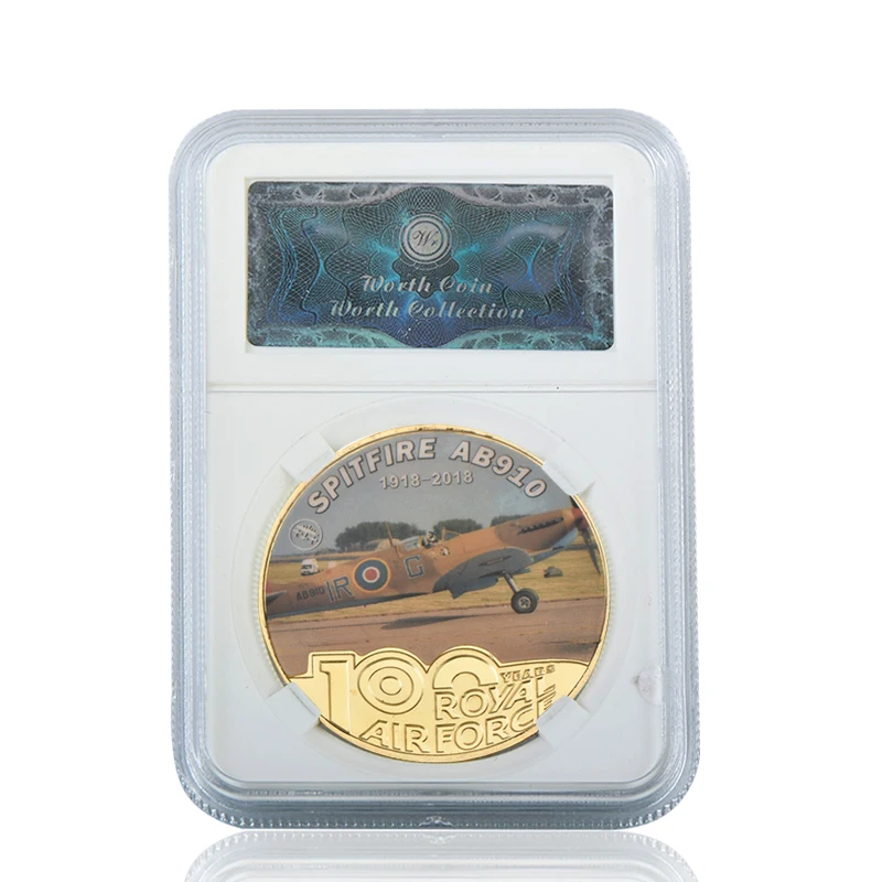 coin with case3 WR Королевские ВВС 100-летие золотые металлические монеты оригинальная копия монеты коллекционные вещи евро копия монеты подарки на день рождения сувенир - Цвет: coin with case3