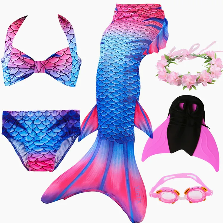 6pcs as picture show Новые модные плавательные хвосты русалки для детей, летняя пляжная одежда для девочек, купальные костюмы, костюм русалки - Цвет: 6pcs as picture show