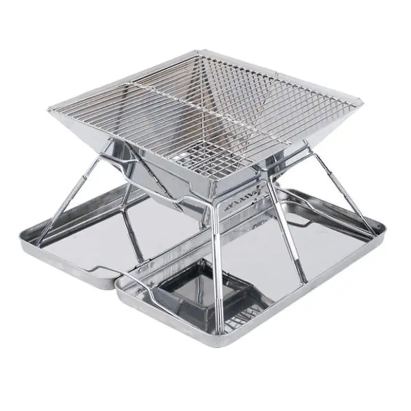 

Outdoor Folding Stainless Steel Grill Portable Charcoal Oven Household Simple Stainless Steel Safe Barbecue Grill Safety Healthy