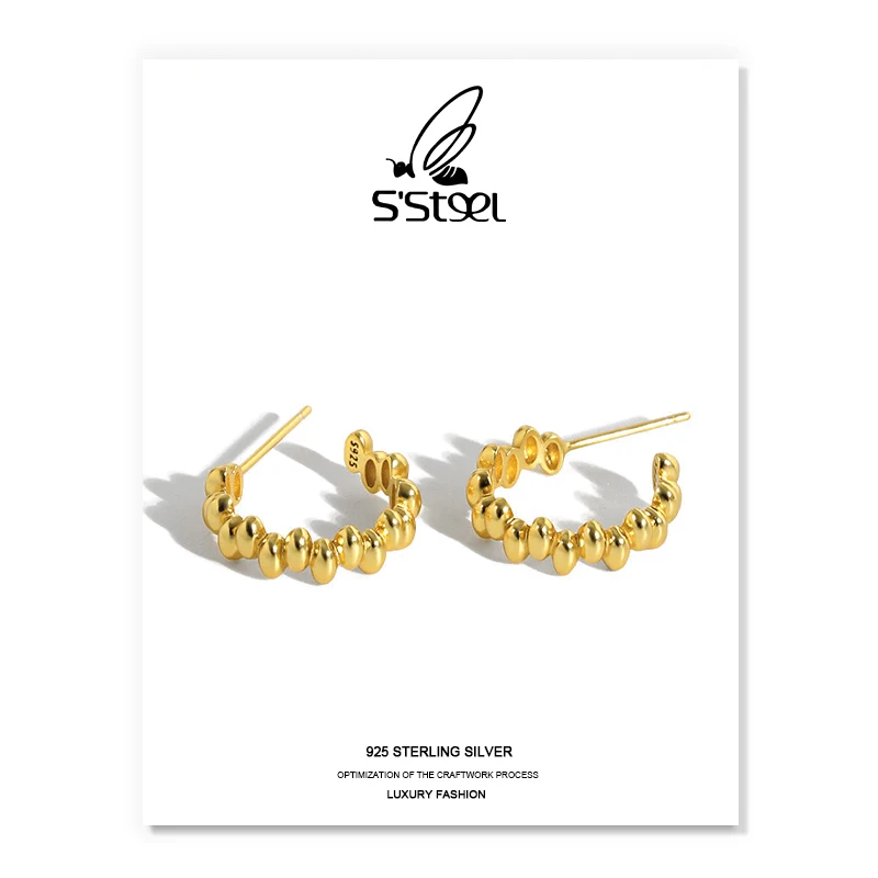 

S'STEEL Trendy Earring For Women 925 Sterling Silver Hoop Earrings Designer Irregular Geometric Earings Aros De Plata Jewelry