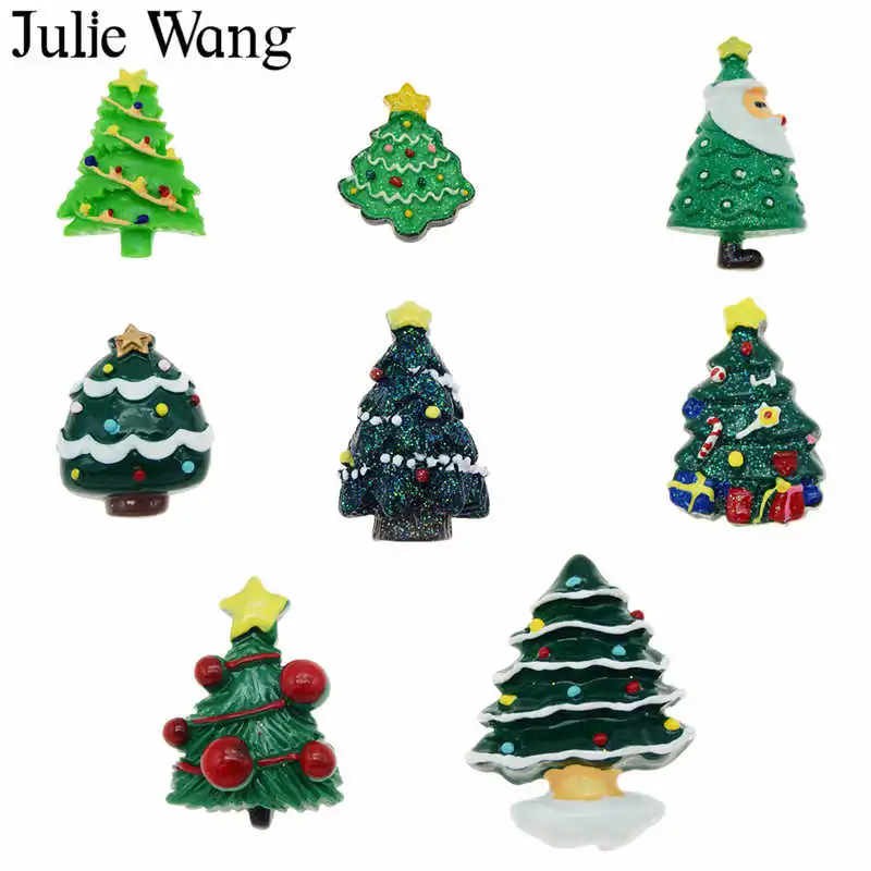 Julie Wang 6 20 шт полимерные рождественские амулеты смешанные Санта Клаус дерево
