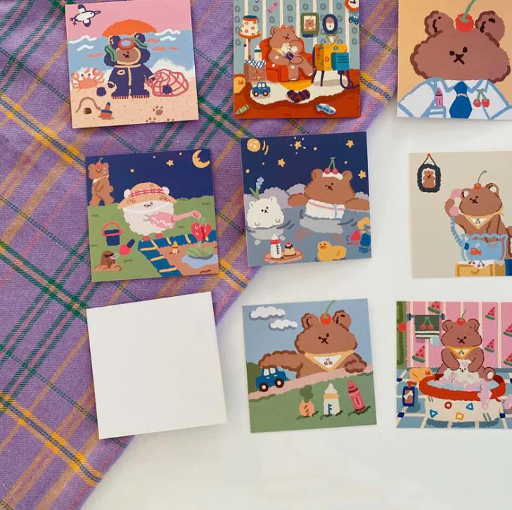 9 штук/упак. милые конфеты мягкий медвежонок карта Настенный декор для спальни