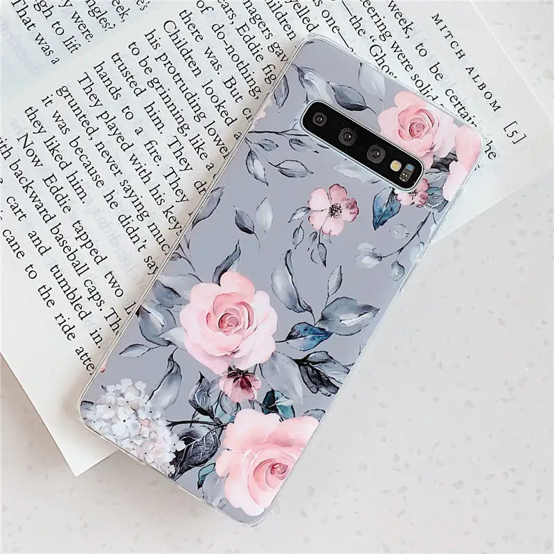 Чехол FLYKYLIN с розовым цветком для samsung Galaxy S10 S10e S9 S8 Plus задняя крышка на A40 A50 A70 силиконовый чехол для телефона с подставкой - Цвет: Style 3