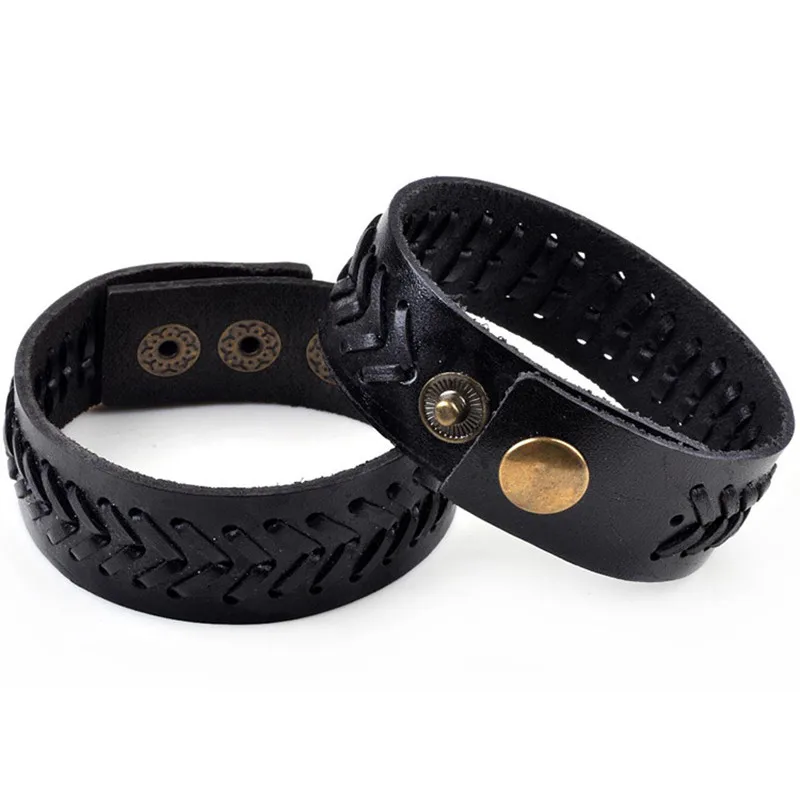 2017 панк браслет из натуральной кожи мужские винтажные широкие браслеты с