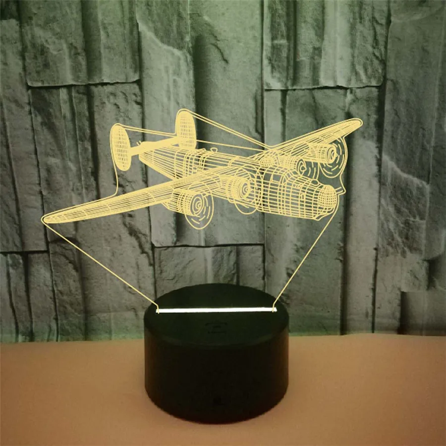 

Ночник с 3d-иллюзией, цветное творческое комнатное украшение с питанием от USB/аккумулятора для самолета, атмосферное освещение для празднико...