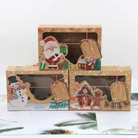 mix color christmas cookie boxes bakery gift boxes christmas style kraft paper box large single clear candy box