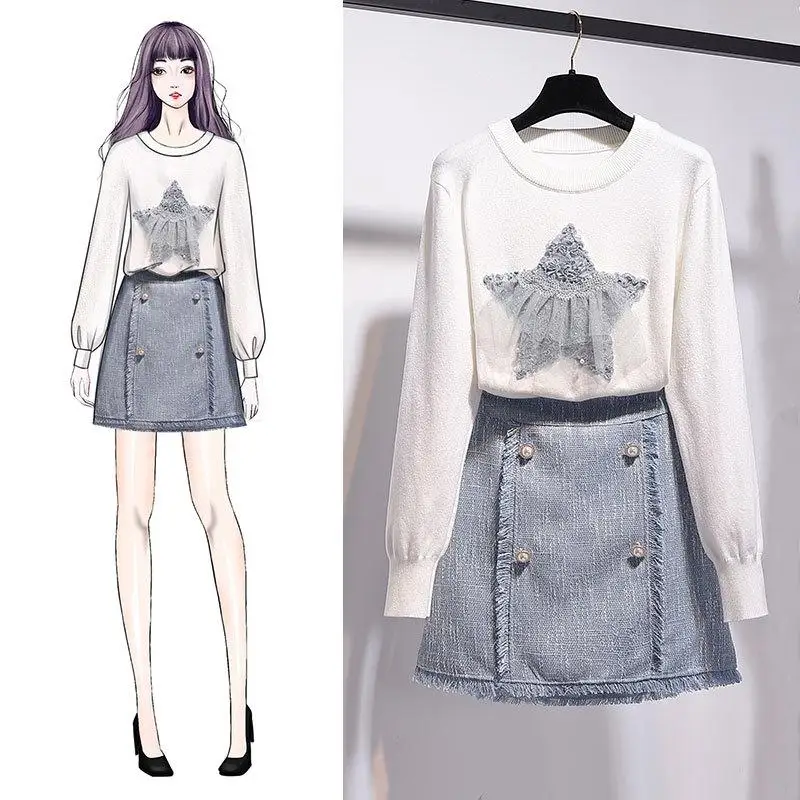 ICHOIX свитер с сеточкой Женский комплект из 2 предметов кисточками элегантный