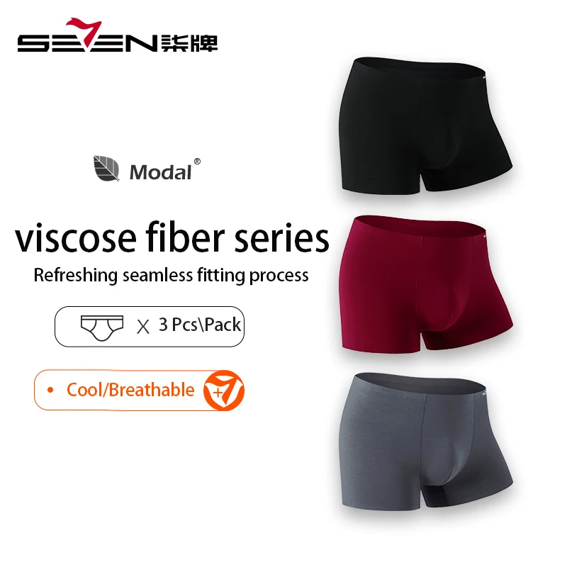 

Seven7 Brand Men's Underwear Cotton Crotch Modeale Boxers Pants Antibacterial Breathable Ultra-thin No-trace Boxers
