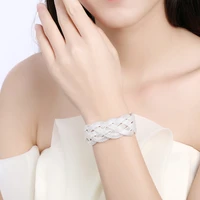 factory direct fashion 925 stamp silver color bracelet for woman woven mesh chain simple small fresh jewelry wedding party gifts