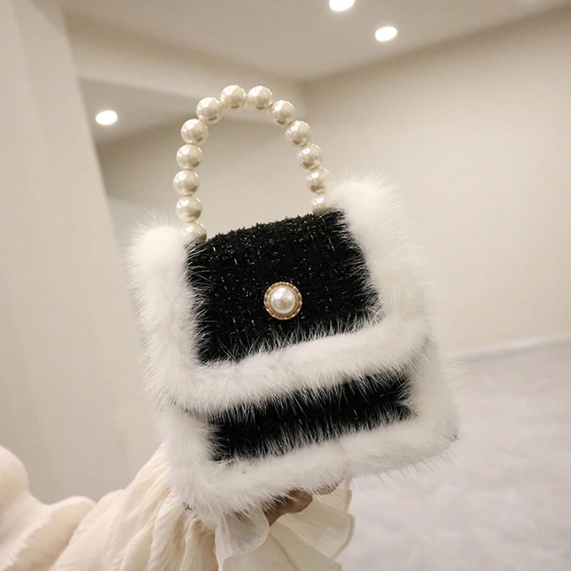 

Chain one shoulder hand-held messenger bag wool double-G bag spring and winter new fashionable GG women's bag